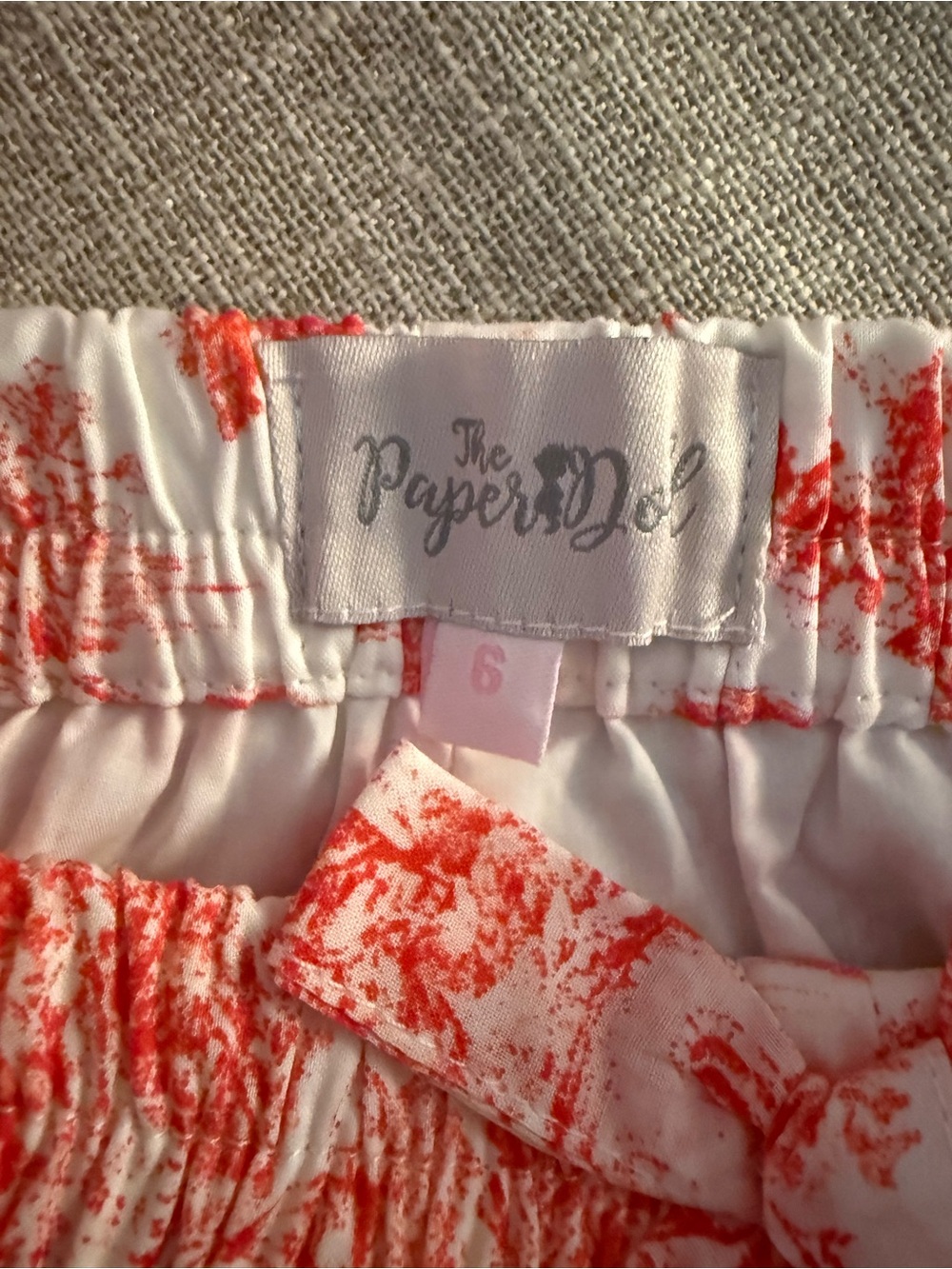 Red Toile Print Girls' Formal Dress with Bow - Picture 3 of 9